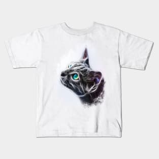 Cute Cat Modern Art Blue Eyes Kids T-Shirt